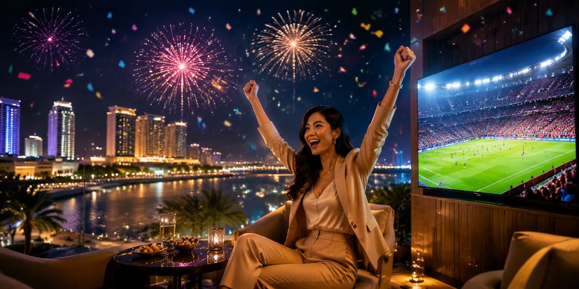 Suasana festival hiburan casino yang meriah dengan pencahayaan warna-warni