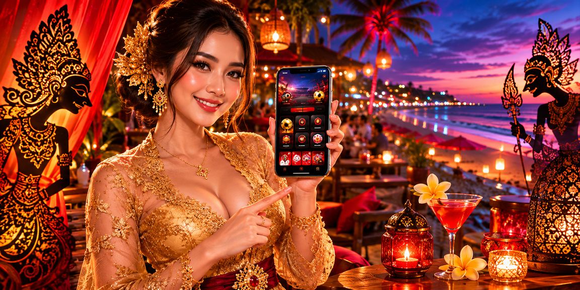 Seseorang menikmati mobile casino di tepi pantai dengan pemandangan laut yang cerah