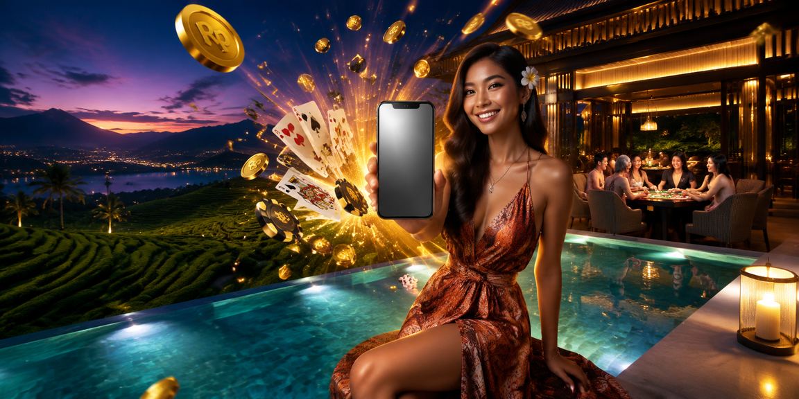 Permainan kartu di meja kasino dengan model penjelas