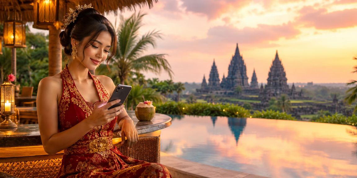 Pengunjung festival Vietnam menikmati taruhan olahraga online di ponsel
